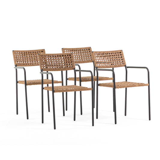 Paula – sedia in polirattan intrecciato e acciaio