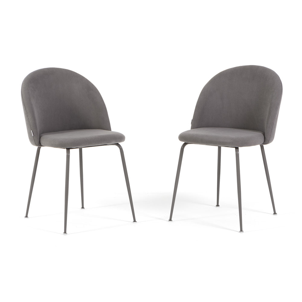 Sara – sedia in velluto a costine con gambe in metallo, colore grigio medio, gambe tortora
