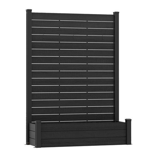 Separè da esterno con fioriera in WPC effetto legno, colore nero