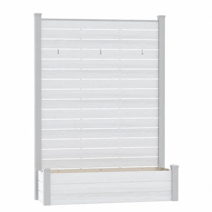 Separè da esterno con fioriera in WPC effetto legno, colore bianco
