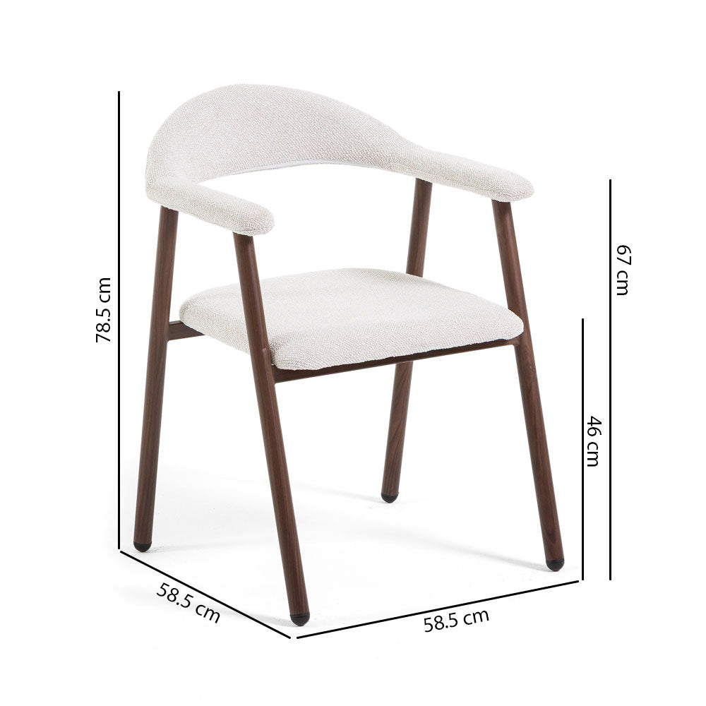 Nives – sedia imbottita in tessuto con metallo effetto legno