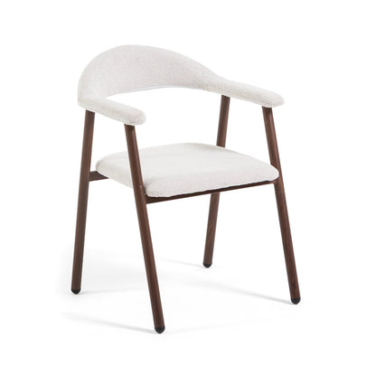 Nives – sedia imbottita in tessuto con metallo effetto legno