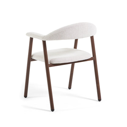 Nives – sedia imbottita in tessuto con metallo effetto legno