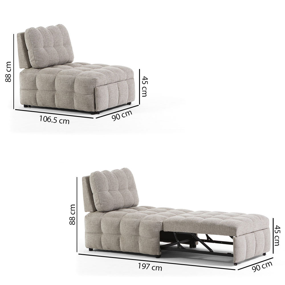 Flow – poltrona imbottita in bouclé con seduta regolabile
