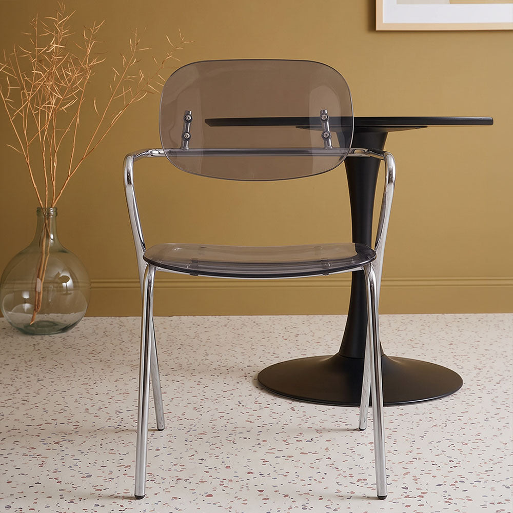 Gloss – sedia trasparente in policarbonato con braccioli