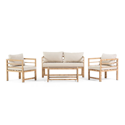 Cortina – set da giardino in metallo effetto legno anticato