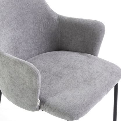 Rachele – Poltroncina in tessuto con gambe in metallo
