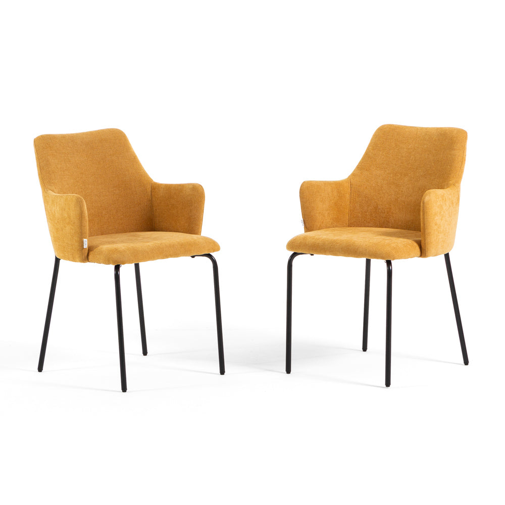 Rachele – Poltroncina in tessuto con gambe in metallo, colore senape, tipo di tessuto tessuto