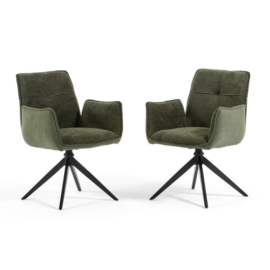 Evelyn – Poltroncina in doppio tessuto con gambe in metallo, colore verde abete, tipo di tessuto velluto