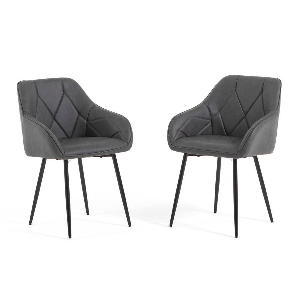 Sibilla – Poltroncina in ecopelle con gambe in acciaio nero, colore grigio scuro