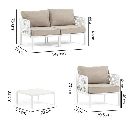 Hoya – set da giardino di design con divano, poltrone e tavolino