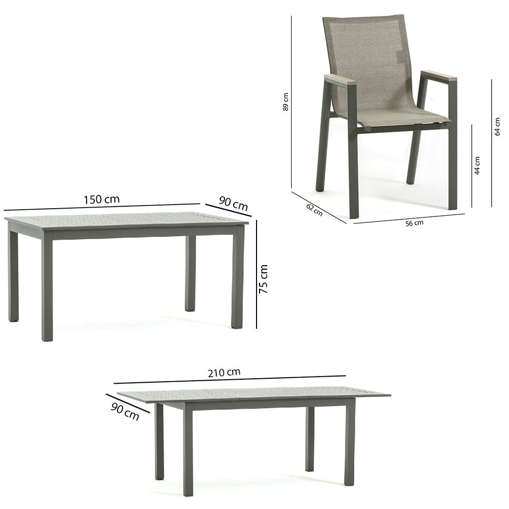 SET PRODUŽIVI STOL ALVARO + 6 DEVA