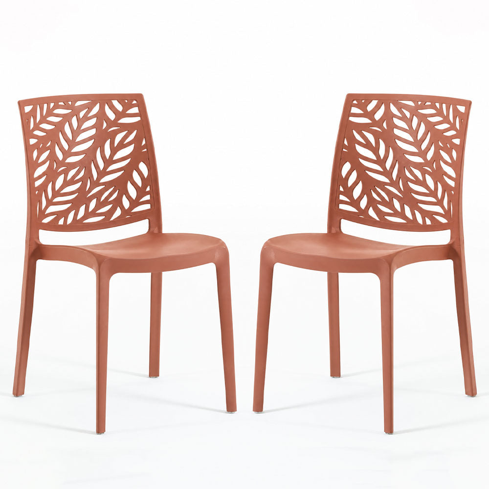 Dafne – sedia in polipropilene con schienale a foglia, colore terracotta